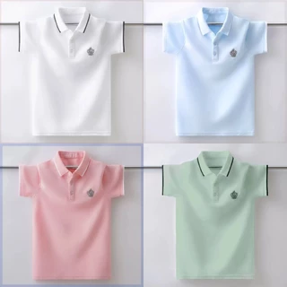 【จัดส่งจากประเทศไทย】เสื้อโปโลแขนสั้นสไตล์เกาหลีสำหรับเด็กผู้ชาย เหมาะสำหรับทุกโอกาส ดีไซน์ทรงพอดีตัว ใส่สบาย