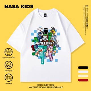 เสื้อยืดแขนสั้นผู้ชายพิมพ์ลาย มายคราฟ สำหรับฤดูร้อน