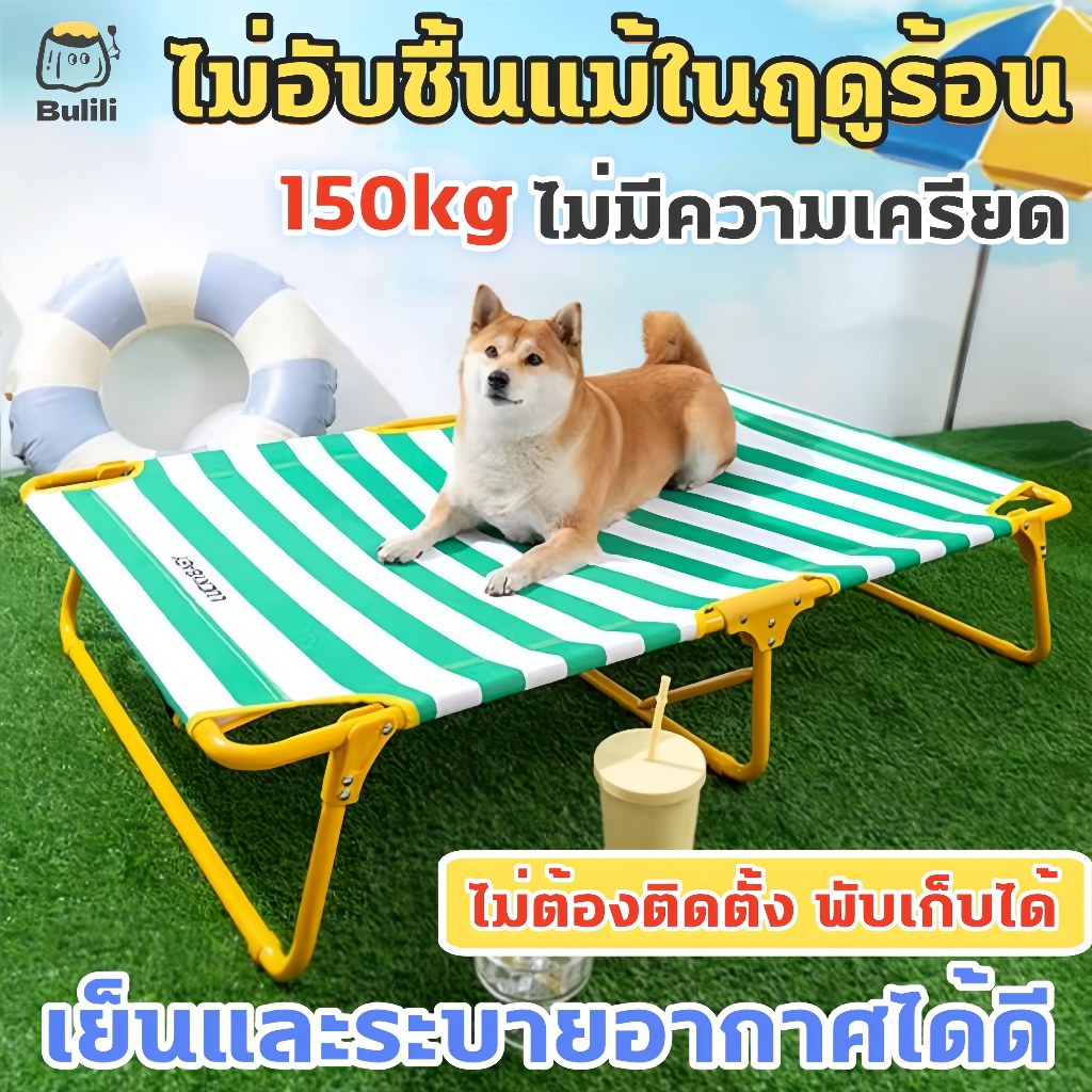 เตียงสัตว์เลี้ยง ที่นอนสุนัขพับได้เปลสัตว์เลี้ยงผ้าตาข่ายระบายอากาศ ระบายอากาศ ป้องกันความชื้น รับน้ำหนัก150kg เตียงสุนัข
