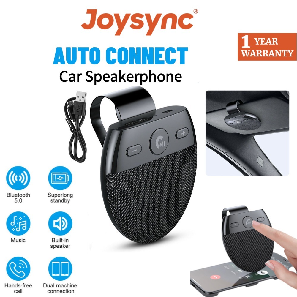 Joysync แฮนด์ฟรีลําโพงรถยนต์ชุดบลูทูธ 5.0 ไร้สายรถ BT แฮนด์ฟรีแฮนด์ฟรีแฮนด์ฟรีไมโครโฟน Sun Visor เครื่องเล่นเพลงพร้อมไมโครโฟน