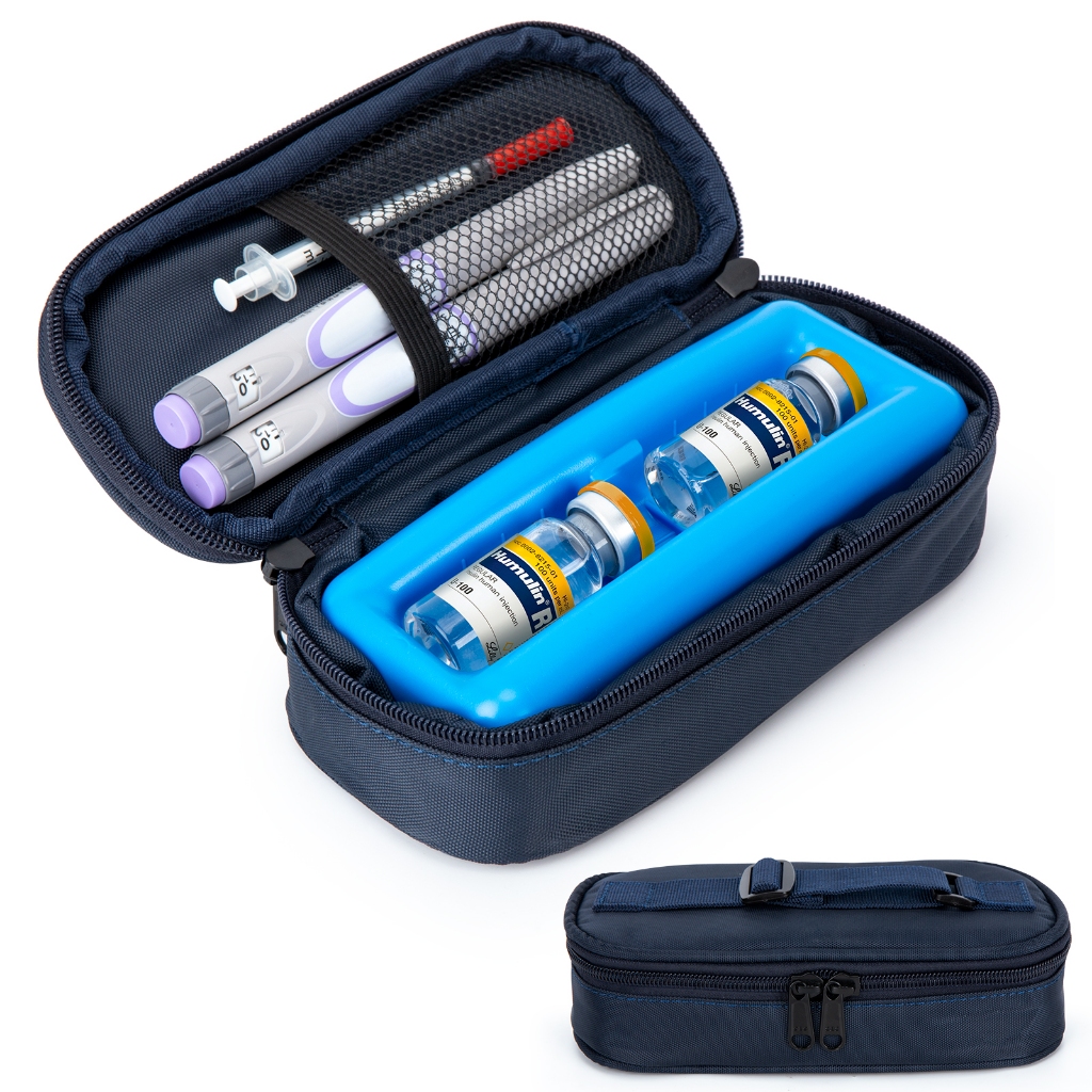 Insulin Vials Cooler Travel Case – TSA ได้รับการอนุมัติ Diabetic Medicine Vial Cooling Bag พร้อมอิฐน้ําแข็งป้องกัน,แช่เย็นอุปกรณ์เบาหวาน Organizer
