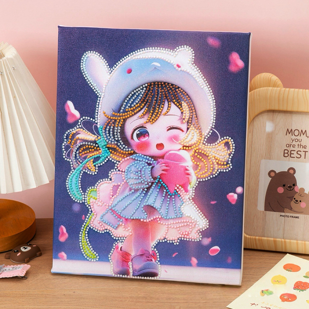 DIY เรืองแสง ภาพครอสติสคริสตัล 💎23x30cm 5D Diamond Painting ลายการ์ตูน แบบกรอบรูป