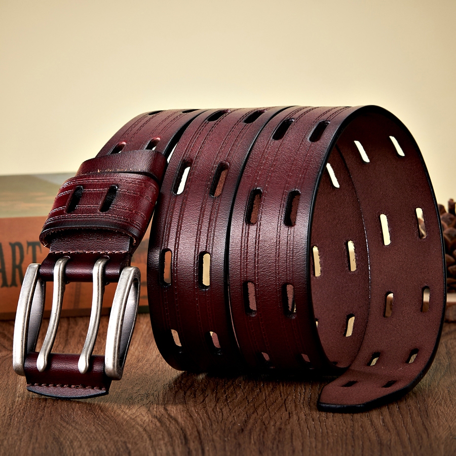 เข็มขัดหนังแท้คุณภาพสูงสำหรับผู้ชาย ออกแบบแฟนซีวินเทจ ใส่ได้กับกางเกงยีนส์และสไตล์คาวบอย
