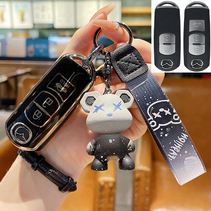 เคสกุญแจรีโมตรถยนต์ TPU 3 ปุ่มกด 2 ปุ่ม สําหรับ mazda 2 3 Arvtz cx4 CX5 cx30 cx8 cx-3 cx-5 cx-7 cx-9