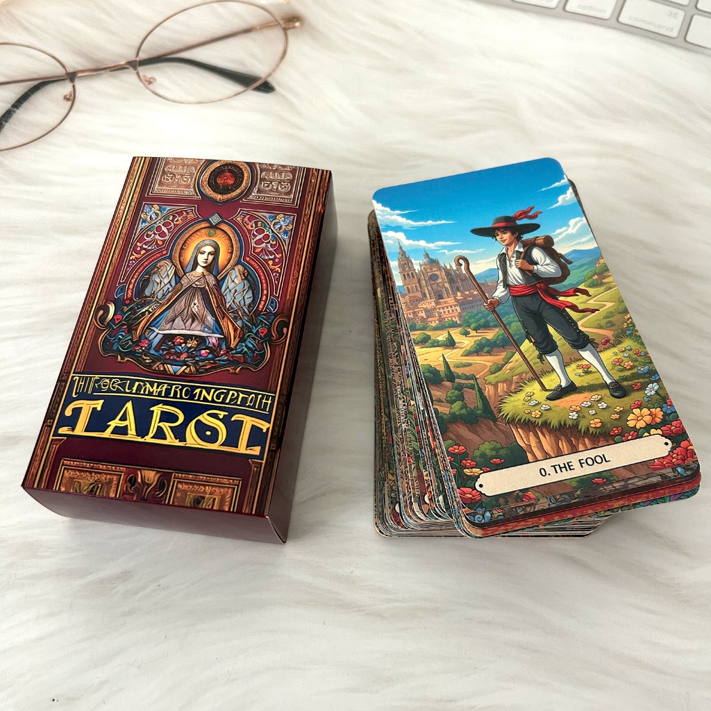 78PCS 70*120 มม.ไพ่ทาโรต์ PDF ท่องเที่ยว Palace Divination Runes เกมกระดาน