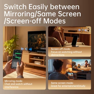LLANO S450 กระจกหน้าจอไร้สาย 4K สําหรับโทรศัพท์, สัญญาณ 5.8G, Plug & Play, โหมดภาพ/ภูมิทัศน์, ช่วง 30 ม., ไม่มีแอพหรือความต้องการ WiFi, อะแดปเตอร์แสดงผลแบบพกพา