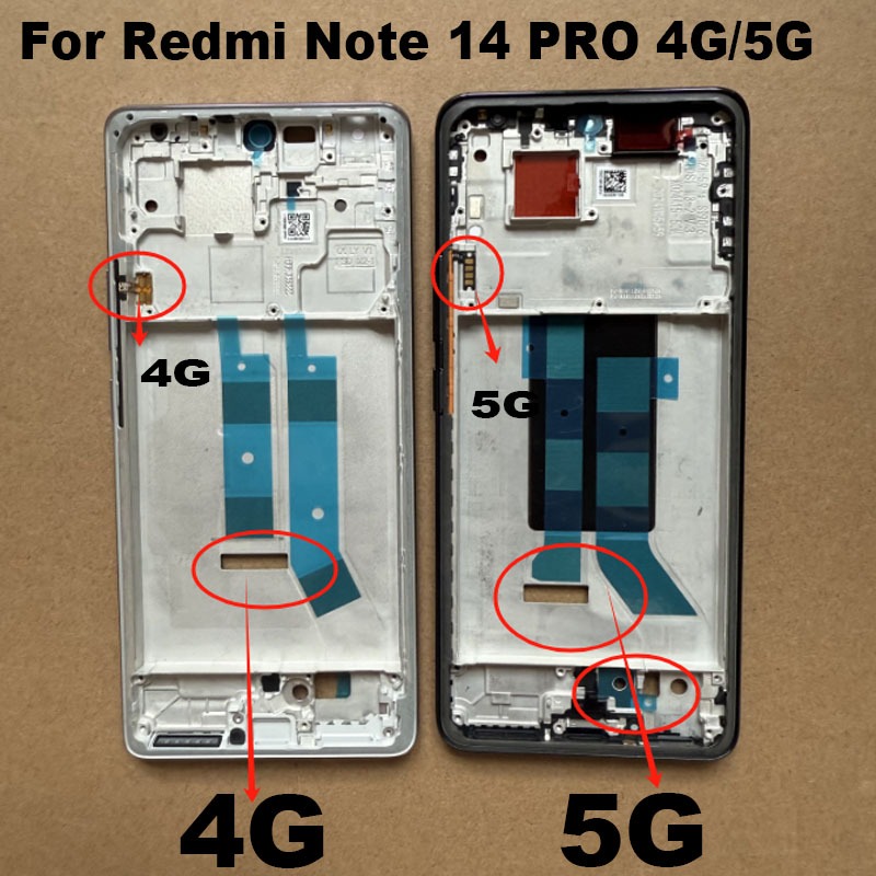สําหรับ Xiaomi Redmi หมายเหตุ 14 Pro 4G 5G กรอบกลางหน้าจอ LCD กรอบด้านหน้าที่อยู่อาศัย Bezel แชสซีแผ่นเปลี่ยน