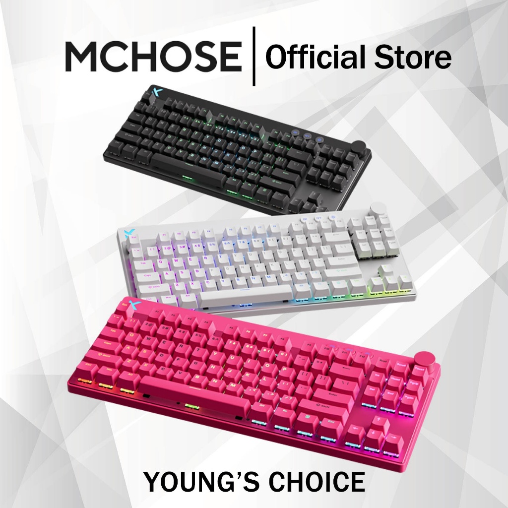 MCHOSE Mix87 Hall Effect Magnetic Switch Gaming Keyboard 0.08ms Latency 0.001mm RT ความแม่นยํา 8K Polling Rate 256K Scan Rate RGB Hot-swappable Gaming Keyboard พร้อมปุ่มปรับระดับเสียง