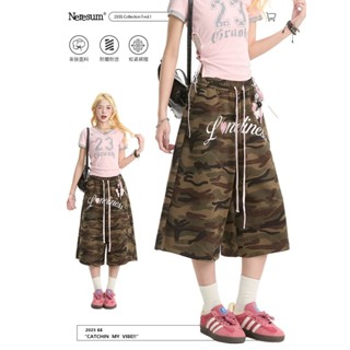 2026 American Vintage Heart Letter Camouflage Cropped กางเกง…