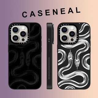 CASENEAL Black Snake King mirror Faceเคสโทรศัพท์สําหรับiPhone 16 Pro Max 15 Plus 14 ProMax 13 12Pro 11 โทรศัพท์กันกระแทกขอบนุ่มฮาร์ดป้องกันกรณี