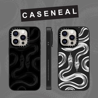 CASENEAL Black Snake King mirror Faceเคสโทรศัพท์สําหรับiPhone 16 Pro Max 15 Plus 14 ProMax 13 12Pro 11 โทรศัพท์กันกระแทกขอบนุ่มฮาร์ดป้องกันกรณี