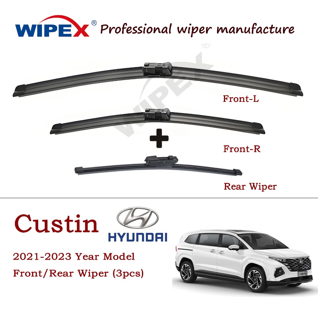 (หน้า/หลัง 3 ชิ้น) ใบปัดน้ําฝน Hyundai CUSTIN 2021-2023 ปีรุ่น Custin Car Window Wipers Set (ซิลิโคน