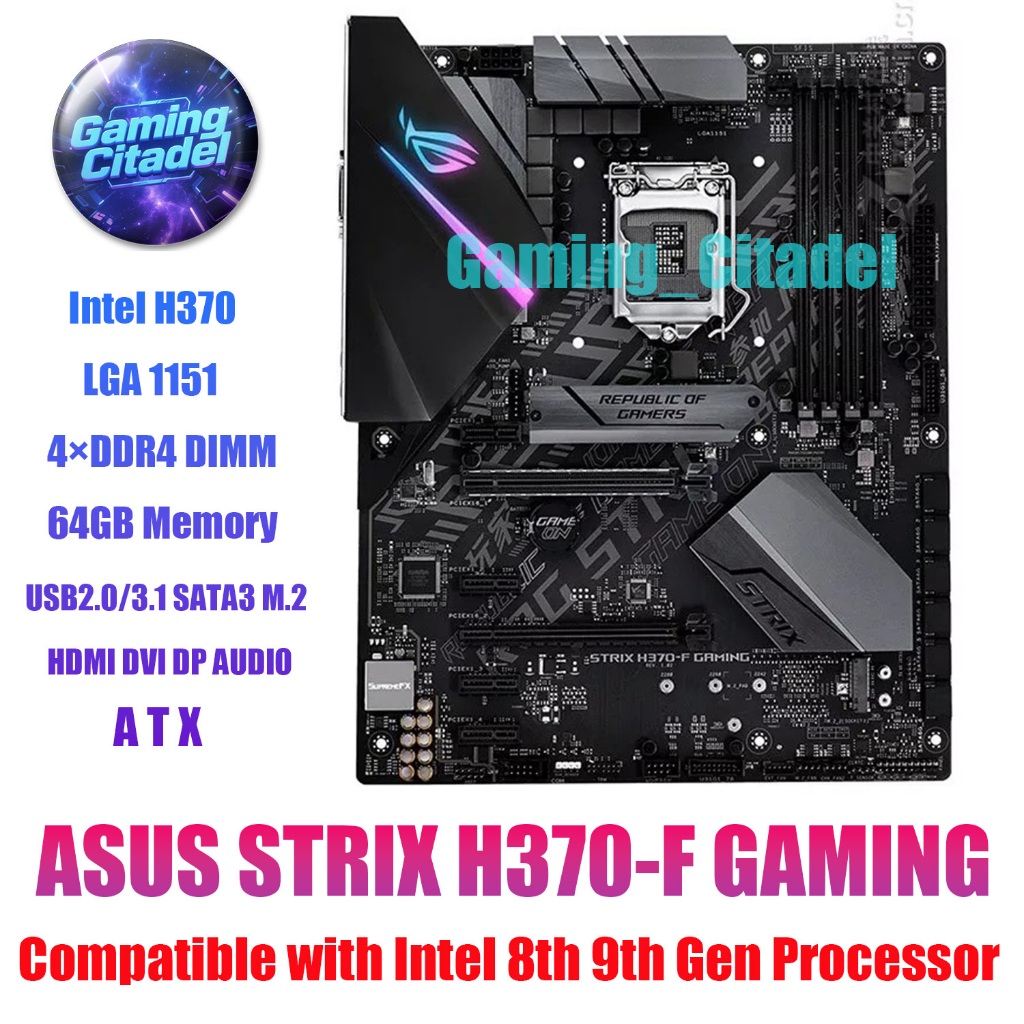 ใช้เมนบอร์ด ASUS ROG H370-F ATX DDR4 รองรับ Intel 8th 9th Gen Porcessor ทดสอบ