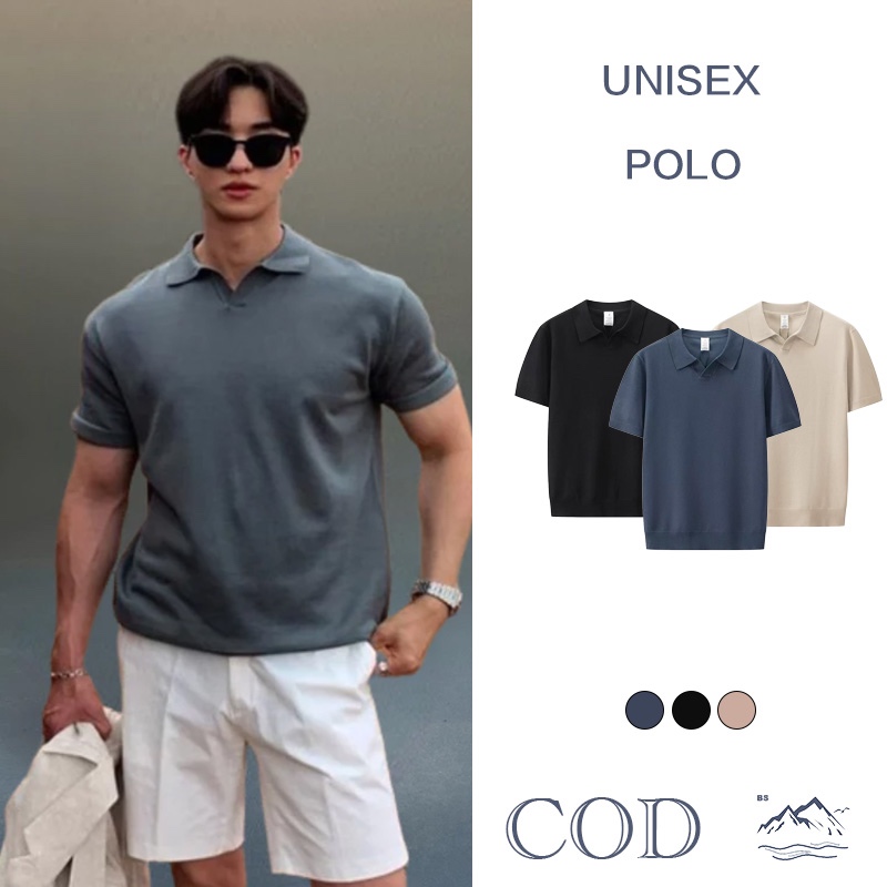 BS |POLO เสื้อโปโลคินส์ ทรงสวมไม่มีกระดุม เสื้อโปโลคอปก polo เสื้อโปโล