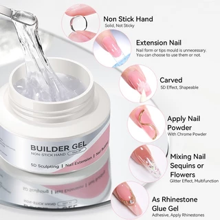 BORN PRETTY 60g Clear Non-Stick Hand Extension Gel ยาทาเล็บสําหรับ 3D Shaping Nail Art Solid Milky Jelly Hard Gel สําหรับเล็บปลอม