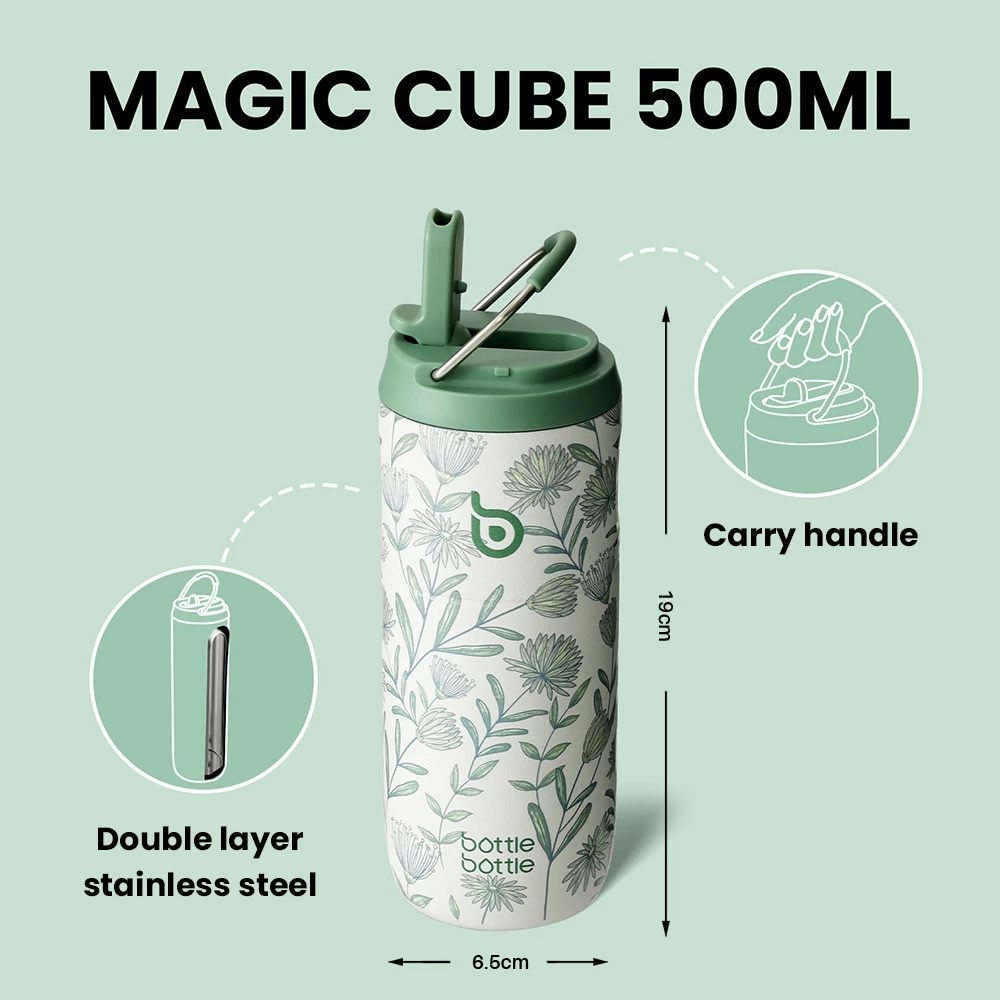 BOTTLE BOTTLE ขวดน้ําสแตนเลส 16OZ แบบพกพา Thermos ถ้วยสูญญากาศ Cooler กระติกน้ําในตัวหลอด Anti Silp Pad เก็บร้อนและเย็น thumbnail 5