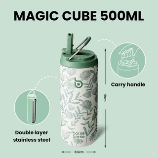 BOTTLE BOTTLE ขวดน้ําสแตนเลส 16OZ แบบพกพา Thermos ถ้วยสูญญากาศ Cooler กระติกน้ําในตัวหลอด Anti Silp Pad เก็บร้อนและเย็น