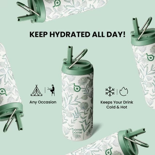 BOTTLE BOTTLE ขวดน้ําสแตนเลส 16OZ แบบพกพา Thermos ถ้วยสูญญากาศ Cooler กระติกน้ําในตัวหลอด Anti Silp Pad เก็บร้อนและเย็น