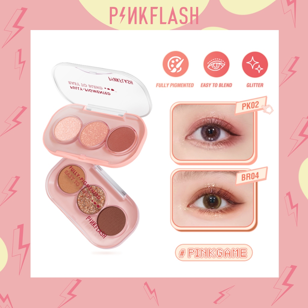 Pinkflash PINKGAME พาเลทอายแชโดว์ เนื้อกลิตเตอร์ ติดทนนาน 60 กรัม