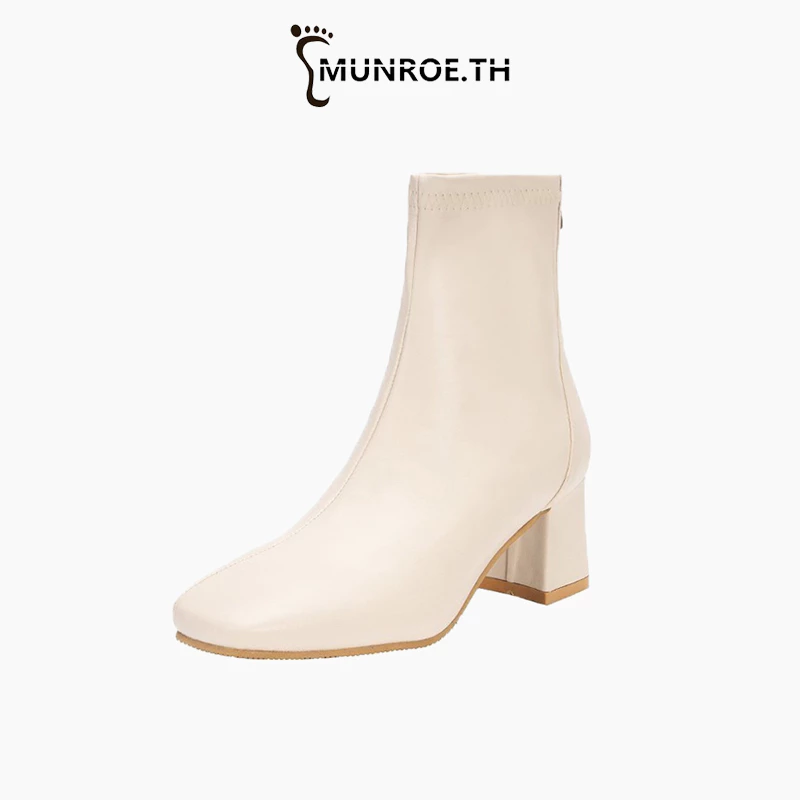 Munroe รองเท้าบูทสั้น สําหรับผู้หญิง เรียบง่ายและทันสมัย รองเท้าบูทมาร์ติน ส้นหนา นิ้วเท้าสี่เหลี่ยม เหมาะสําหรับทุกชุด