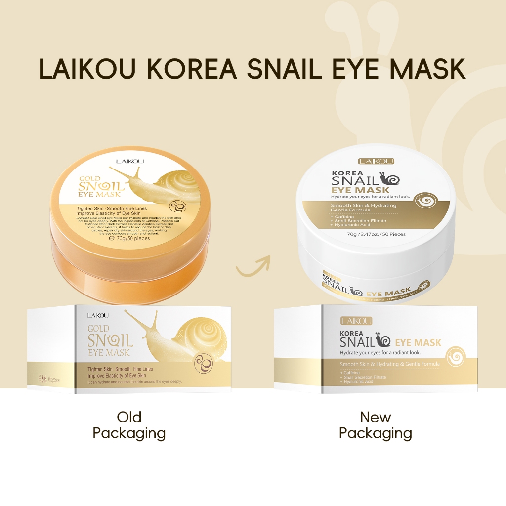 Laikou Gold Snail Eye Mask มาส์กบํารุงรอบดวงตา ให้ความชุ่มชื้น ลดรอยคล้ําใต้ตา 50 ชิ้น