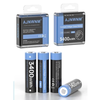 AJNWNM 100% 1.5v AA แบตเตอรี่ชาร์จ 3400mWh Li-ion แบตเตอรี่ AA 1.5V แบตเตอรี่ AA