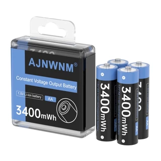 AJNWNM 100% 1.5v AA แบตเตอรี่ชาร์จ 3400mWh Li-ion แบตเตอรี่ AA 1.5V แบตเตอรี่ AA