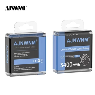 AJNWNM 100% 1.5v AA แบตเตอรี่ชาร์จ 3400mWh Li-ion แบตเตอรี่ AA 1.5V แบตเตอรี่ AA
