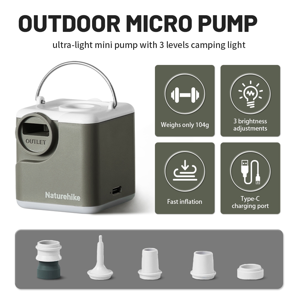 เดินป่าธรรมชาติ ปั๊มลมพองมินิมัลติฟังก์ชั่แสงกลางแจ้งสูบน้ําและชาร์จปั๊มลมไฟฟ้า - รูปที่ 2