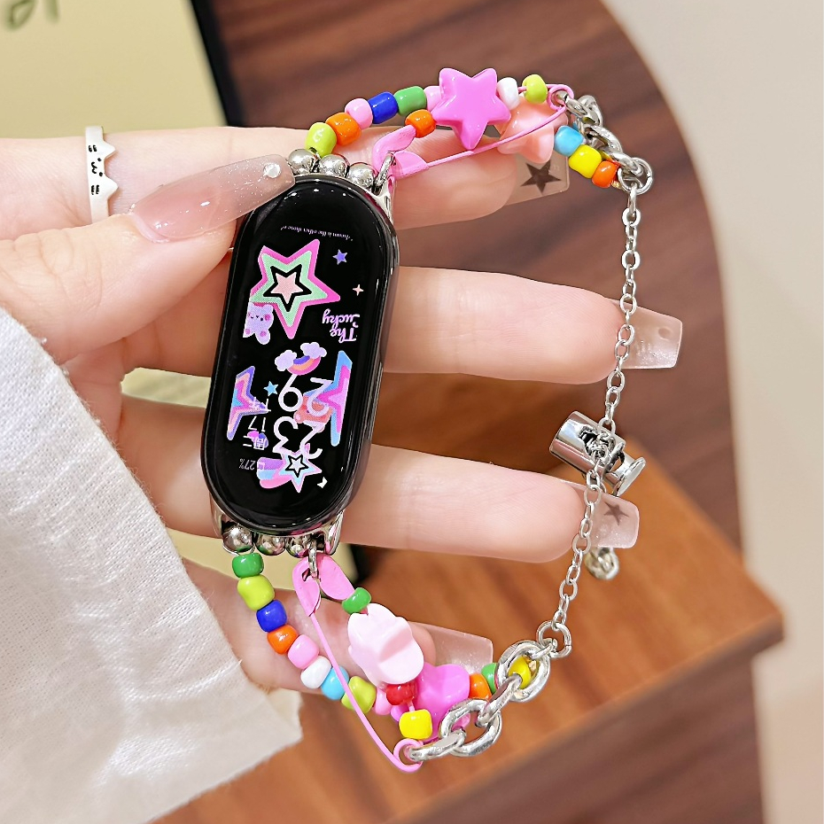 สีสัน Star สายนาฬิกาสําหรับ mi band 10 สาย mi band 8/mi band 9 สาย mi band9 สายนาฬิกาลูกปัด mi band 