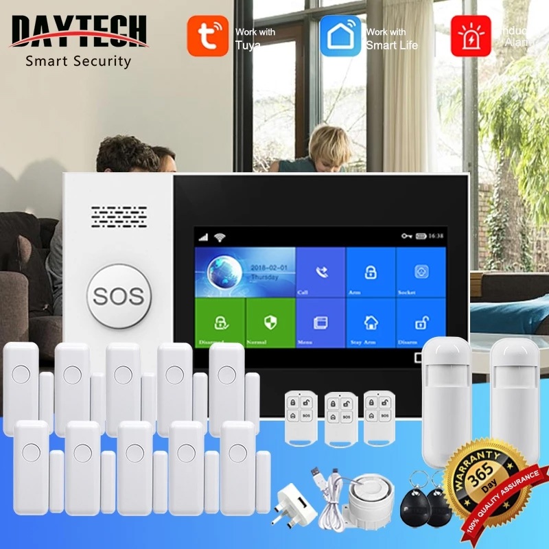 Daytech ระบบเตือนภัยไร้สายสําหรับ Home Anti ขโมยขโมยขโมยขโมยความปลอดภัย Wifi Tuya หน้าจอสัมผัส TA04