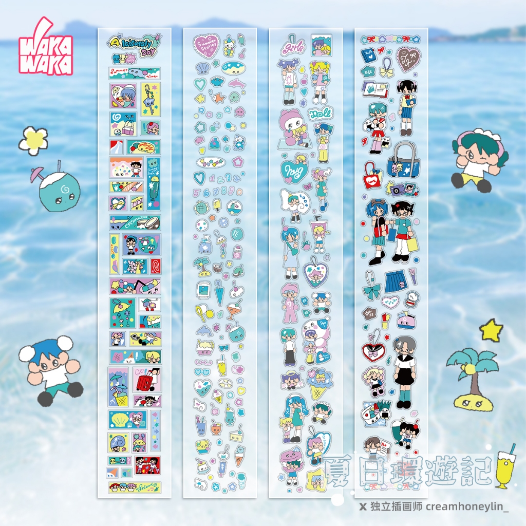 WaKaWaKa สติกเกอร์ม้วน 2M PET Kawaii สติกเกอร์ DIY Scrapbooking วัสดุ Collage
