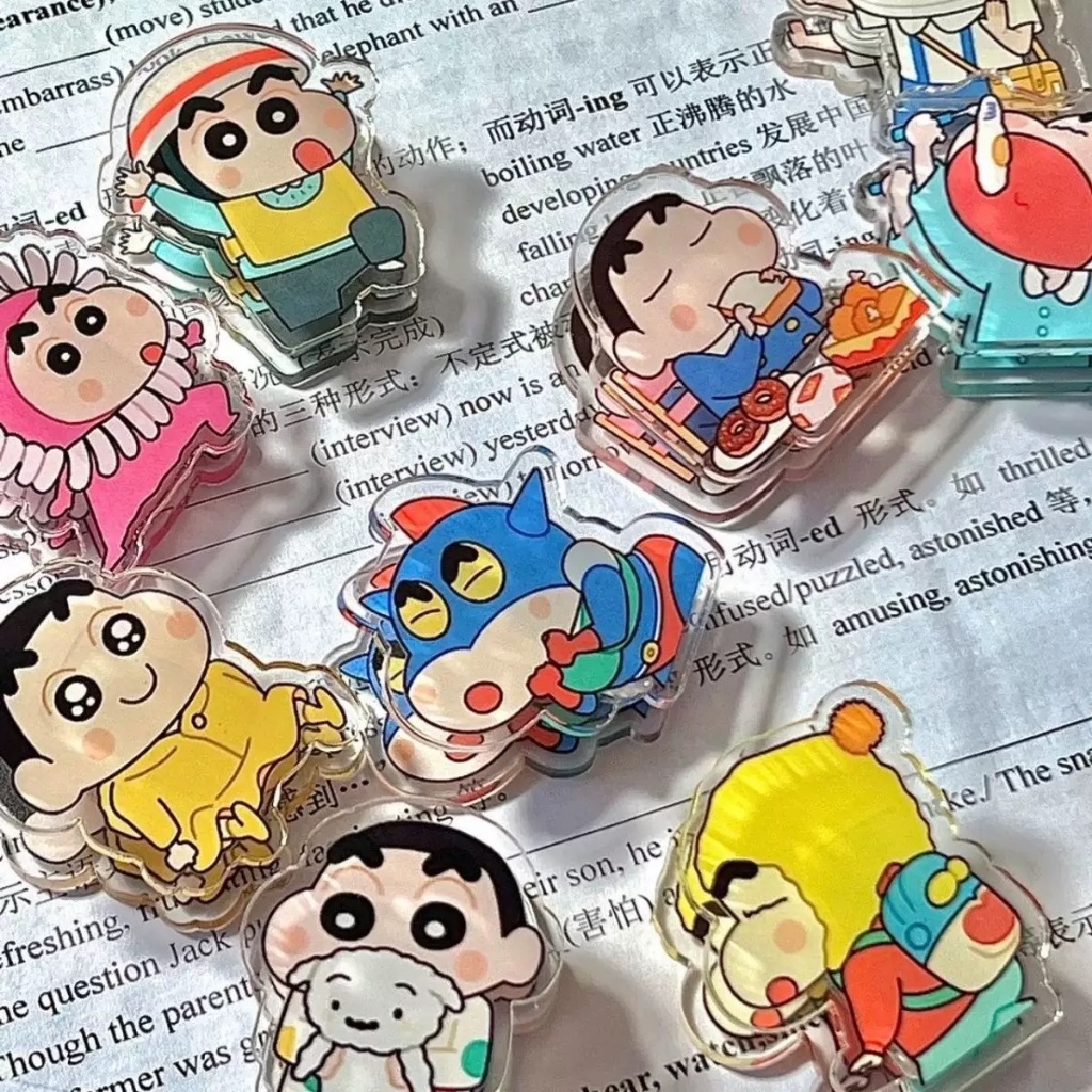 Crayon Shin Chan คลิปอะคริลิคการ์ตูนน่ารัก PP คลิปสร้างสรรค์ตกแต่งของขวัญบัญชี DIY