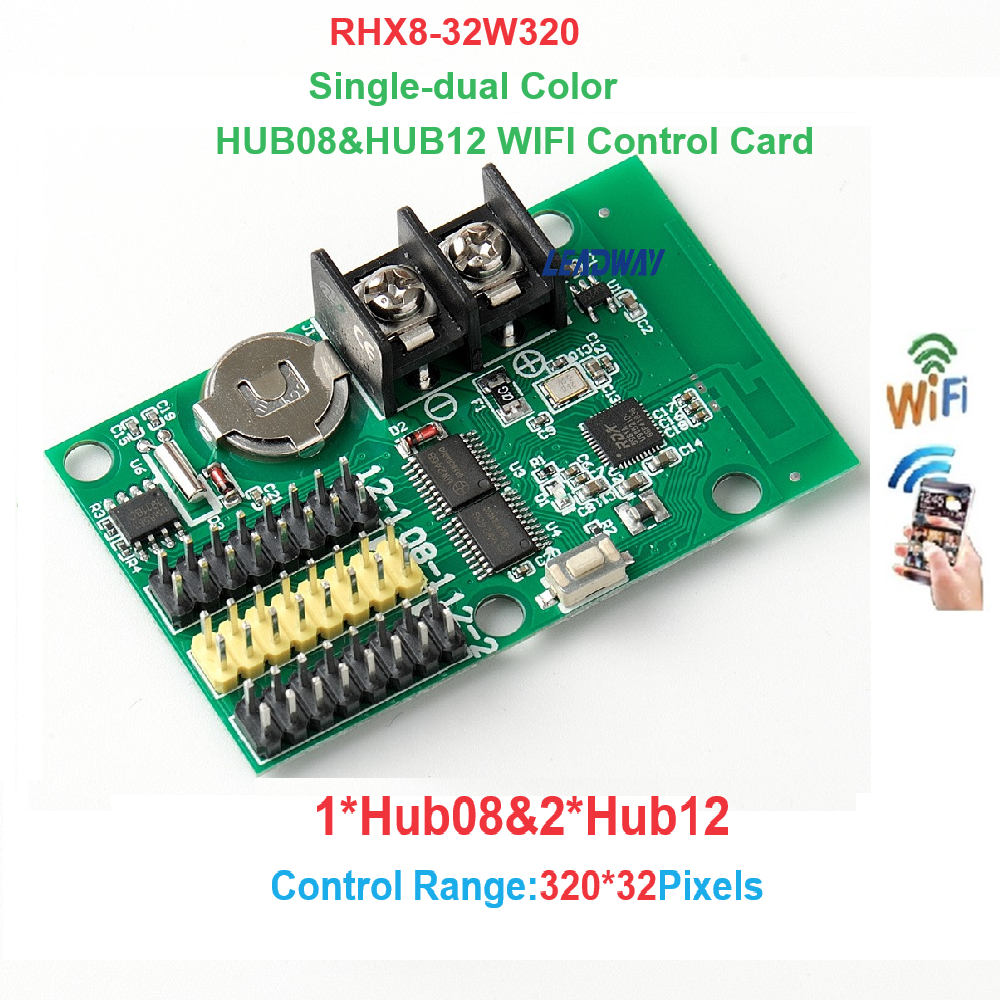 Ruihexin RHX8-32W320/32W320C WiFi ไร้สายคู่เดียวสีวิ่งข้อความจอแสดงผล LED Digital Sign Board การ์ดคว