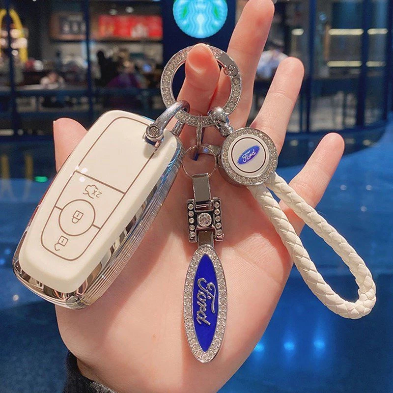 ปลอกกุญแจรถยนต์ แบบหนัง โลหะ สําหรับ Ford EcoSport Territory Everest Expedition Explorer Ranger Raptor F150 Mustang Gen Ranger Ford พวงกุญแจรถยนต์ ของแต่งรถยนต์ Ford เคสกุญแจรถยนต์ Ford เคสกุญแจรีโมทรถยนต์ Ford พวงกุญแจรถ