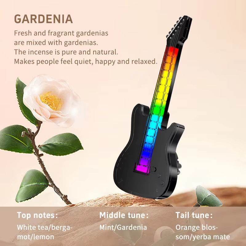 Air Freshener สําหรับรถยนต์รถ Outlet น้ําหอม Diffuser พร้อมบรรยากาศแสงกีตาร์ขนาดเล็กรูปร่าง Automoti