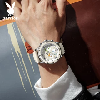 PLAYBOY นาฬิกา ผู้ชาย แฟชั่น watch 100% แท้ นาฬิกาข้อมือกันน้ำได้ แสงสว่าง เรียบง่าย แนวโน้ม 3081