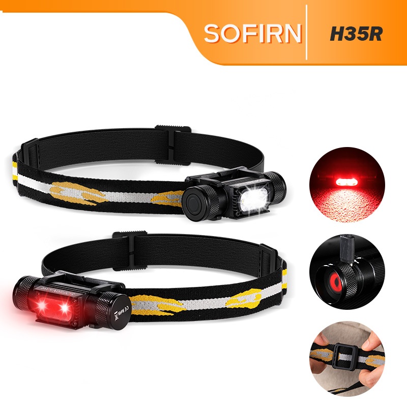 Sofirn H35R LED ไฟหน้า - ชาร์จใหม่ได้, ส่องสว่าง 5 ระดับ, น้ำหนักเบาสำหรับตั้งแคมป์ เดินป่า และตกปลากลางคืน