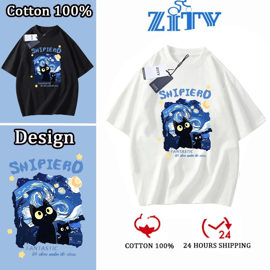 【ON SALE 】ZITY anywear เสื้อยืด black boxy tshirt ขนสั้น Van Gogh การออกแบบศิลปะย้อนยุค NASA LEE ดีไซน์เดียวกัน นุ่มสบาย ผ้าคอตตอน 100% oversize
