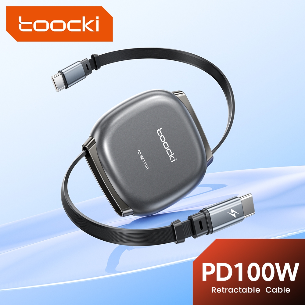 Toocki 100W USB C ถึง USB C Retractable CABLE Super Fast Charging สําหรับโทรศัพท์ 16 15 Pro Max Samsung S24 S23 แล็ปท็อป Xiaomi ประเภท C สาย