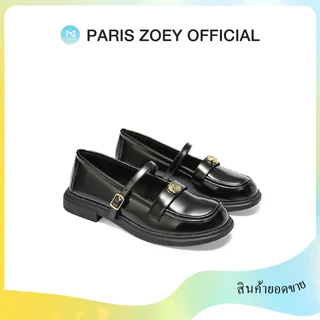 Paris Zoey loafers shoes ดอกคามีเลียส้นหนา รองเท้าหนังส้นหนาทรงเรโทรส้นหนา พื้นนุ่ม ระดับไฮเอนด์