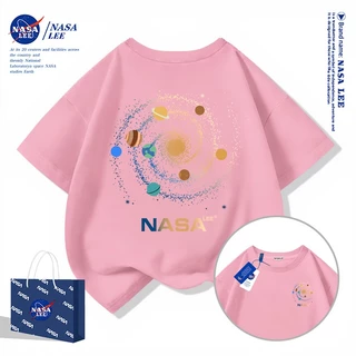 【จัดส่งภายใน 48 ชั่วโมง】เสื้อยืดเด็ก NASA สีดำ ผ้าฝ้าย 100% ลายจักรวาลสุดเท่ (Galaxy Print)