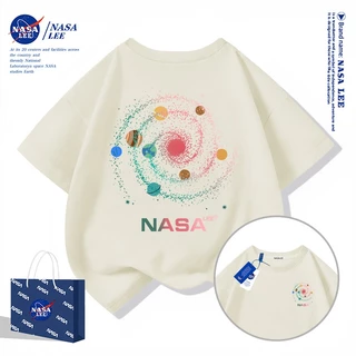 【จัดส่งภายใน 48 ชั่วโมง】เสื้อยืดเด็ก NASA สีดำ ผ้าฝ้าย 100% ลายจักรวาลสุดเท่ (Galaxy Print)