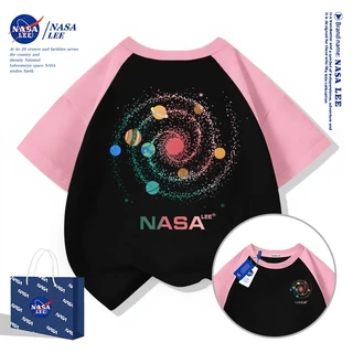【จัดส่งภายใน 48 ชั่วโมง】เสื้อยืดเด็ก NASA สีดำ ผ้าฝ้าย 100% ลายจักรวาลสุดเท่ (Galaxy Print)