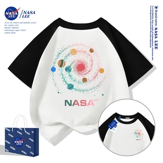 【จัดส่งภายใน 48 ชั่วโมง】เสื้อยืดเด็ก NASA สีดำ ผ้าฝ้าย 100% ลายจักรวาลสุดเท่ (Galaxy Print)
