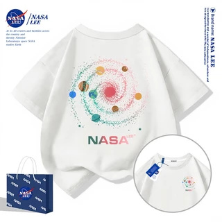 【จัดส่งภายใน 48 ชั่วโมง】เสื้อยืดเด็ก NASA สีดำ ผ้าฝ้าย 100% ลายจักรวาลสุดเท่ (Galaxy Print)