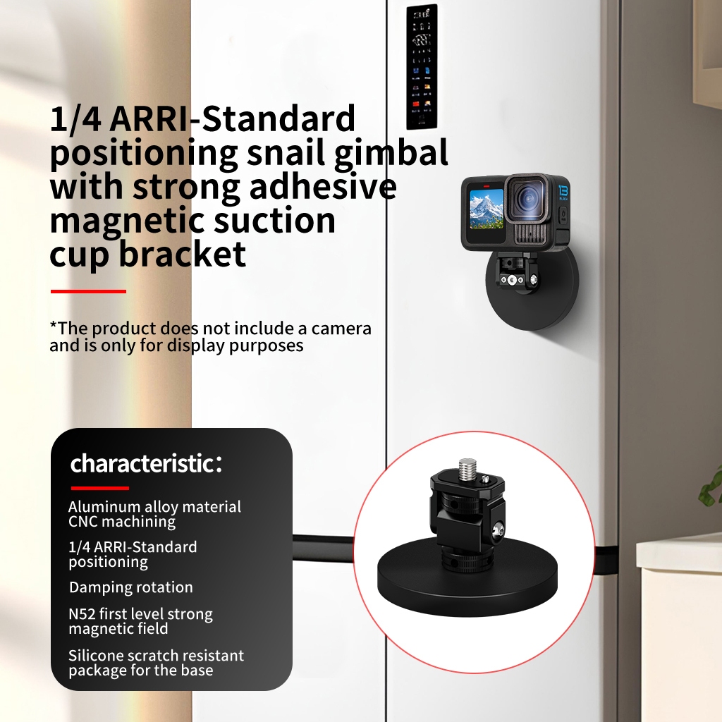 NovelGal Universal 66 มม.ยางฐานแม่เหล็กติดตั้งถ้วยดูดสําหรับ GoPro Hero 13 สําหรับ DJI Osmo Action 4 สําหรับ Insta360 X5 กล้อง