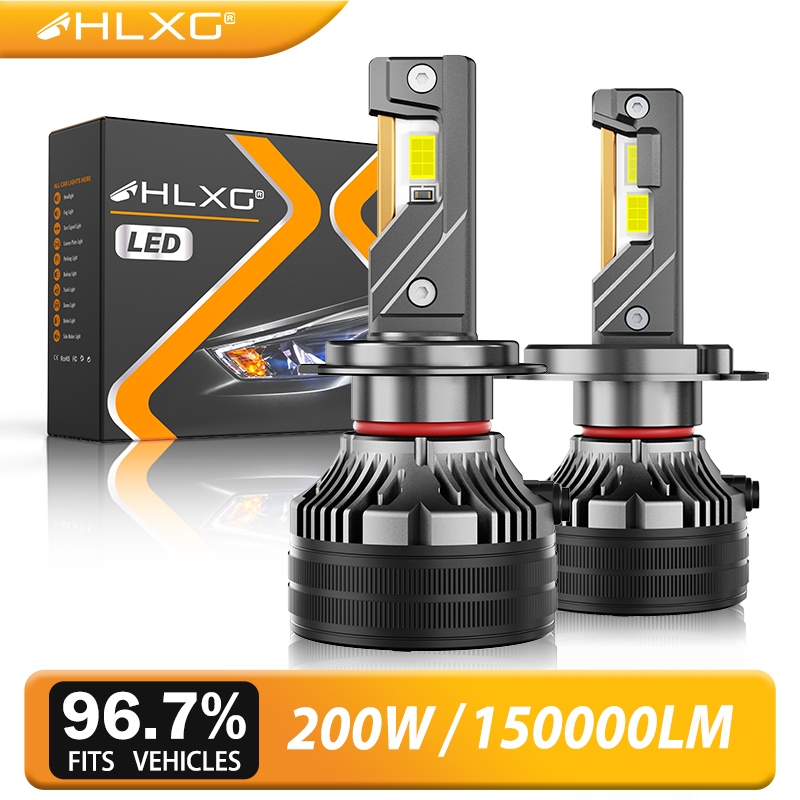Hlxg 2PCS ไฟหน้ารถ Canbus H7 H4 H11 หลอดไฟ LED Canbus H1 H8 H9 9005 HB3 9006 HB4 9012 HIR2 Turbo โคมไฟ 6000K รถ