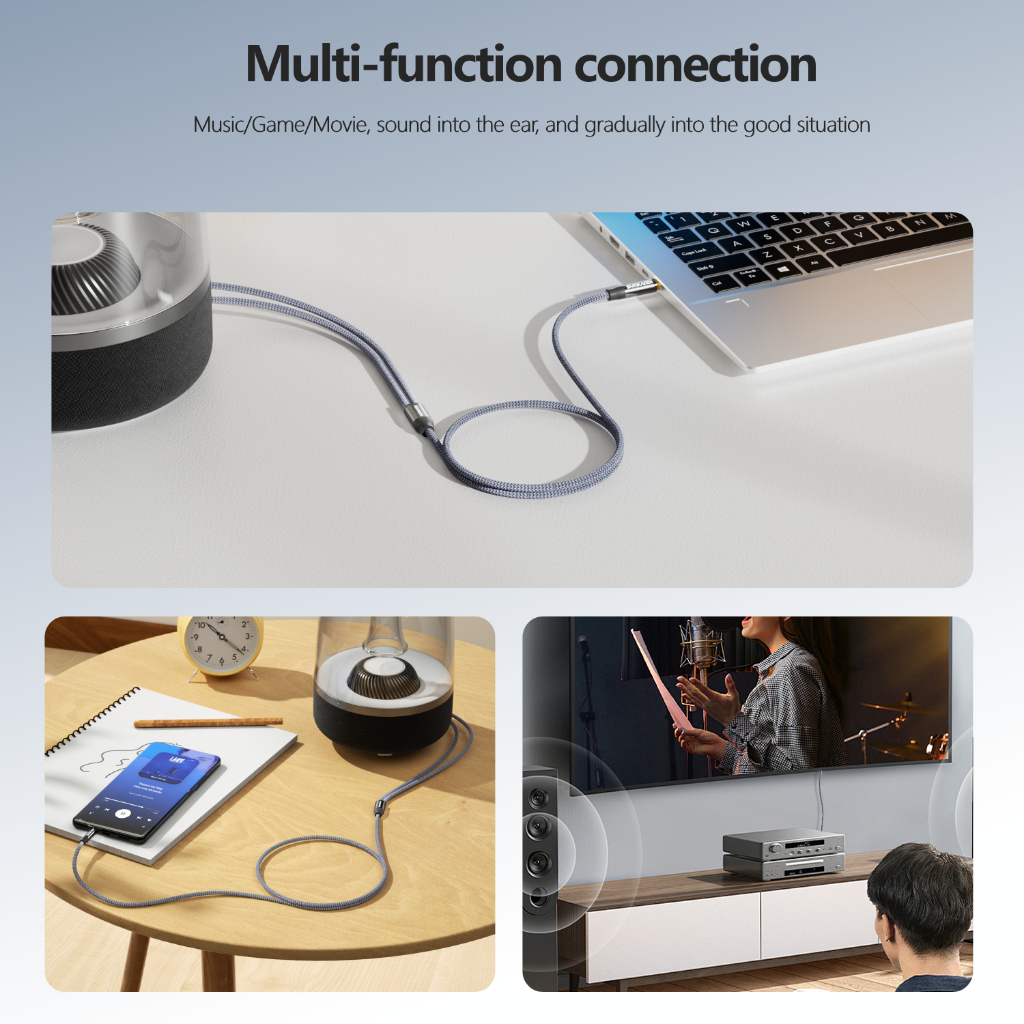 Sunkandi 3.5 มม.ชาย 2RCA สายสัญญาณเสียงแจ็ค AUX Gold-plated สเตอริโอ Y-Splitter สําหรับโฮมเธียเตอร์ลําโพง DVD TV - รูปที่ 3