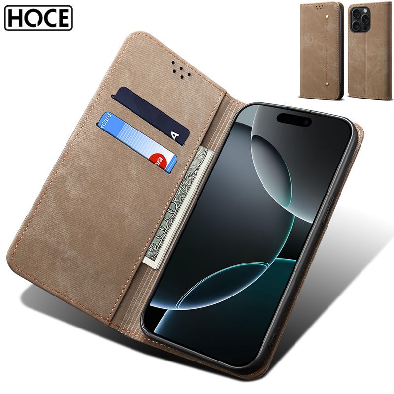 HOCE Multifunctional Flip Card Holder กระเป๋าสตางค์หนัง PU สําหรับ IPhone 17 16 15 14 13 12 11 Pro Max XS 16E 360° เคสป้องกันแบบเต็มตัว